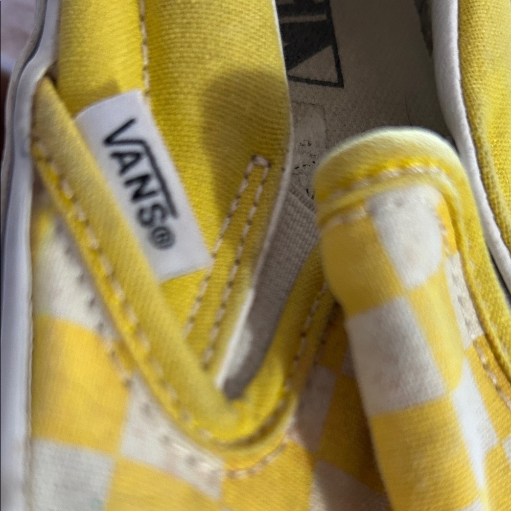 Vans Yellow and White Checkered Slip-On Sneakers